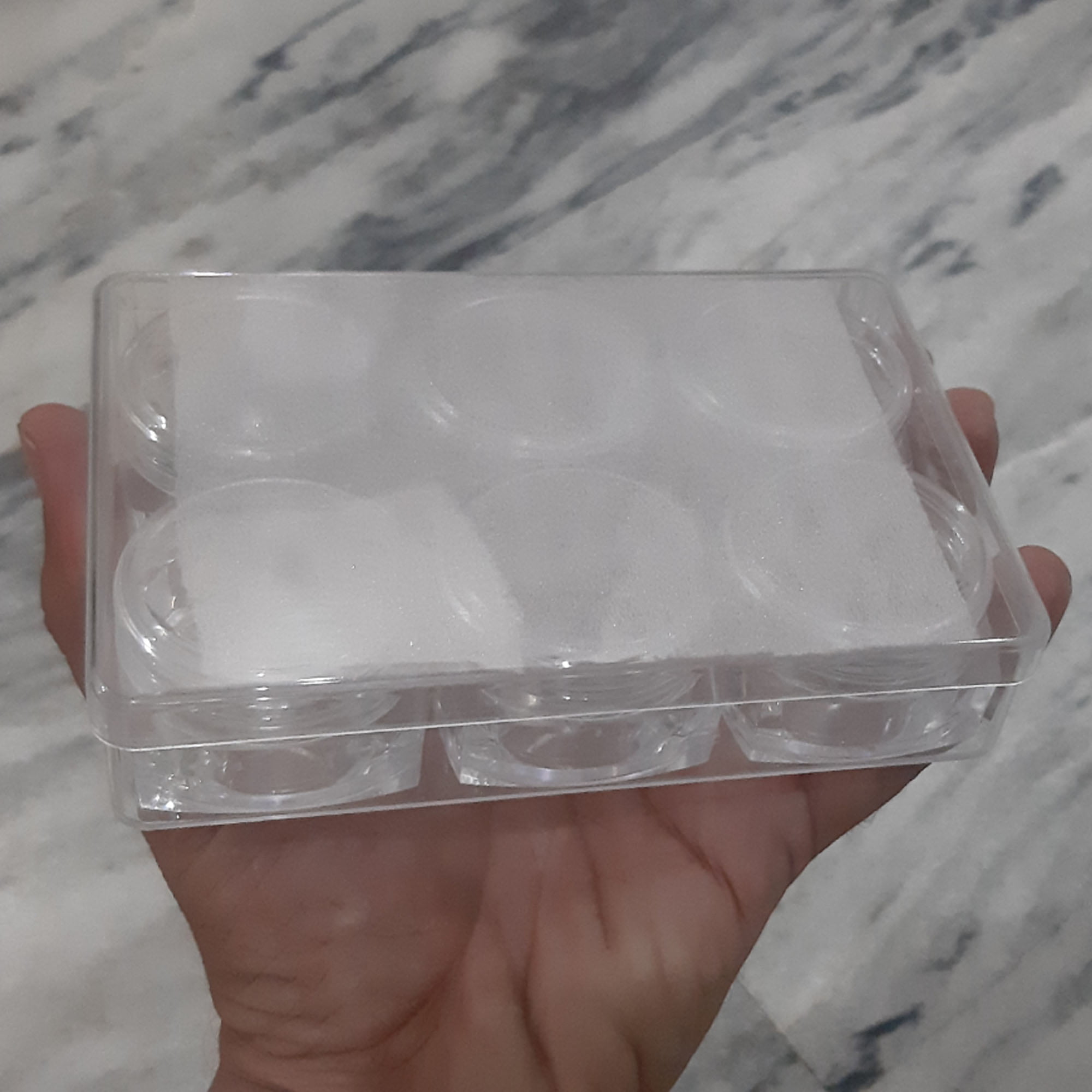 6 Empty Cosmetic Containers Square Shape Mini Plastic Empty Bottle - Pot - Jar Refillable With outer Acralic Box for 30 gm Cream or 15 gm Liquid things (3)